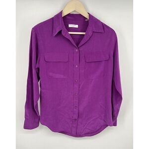 Equipment Purple Button Up Blouse Top Size XS Silk Timeless Classic